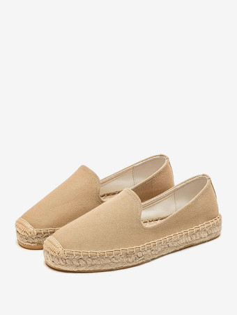 KhakifarbeWeiße Slipper für Damen mit runder Zehenpartie zum Reinschlüpfen Freizeitschuhe