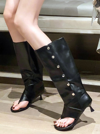 レディース リベット スティレットヒール グラディエーターサンダル サマーブーツ PUレザー