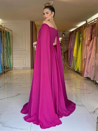 ローズレッドイブニングドレス Aライン スウィートハートネック シフォン トレーン付き プリーツ 社交パーティードレス