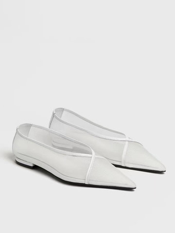 メッシュ バレエ フラット ポインテッド トゥ スリッポン シューズ