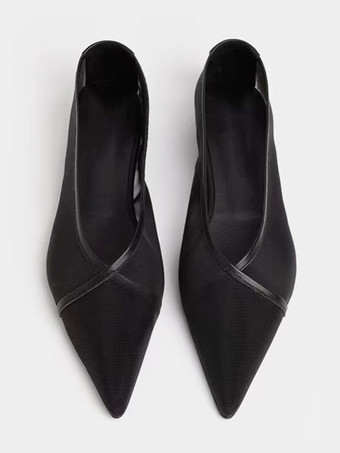 メッシュ バレエ フラット ポインテッド トゥ スリッポン シューズ