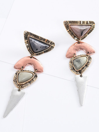 イヤリング 幾何学的なステートメント レイヤード アーティスティック ミックス メディア イヤリング