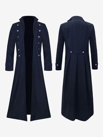 ダークネイビーレッド ヴィンテージ トップ レトロ 長袖 ポリエステル ポリエステル ファイバー オーバーコート レトロ コスチューム 男性用 バーガンディ