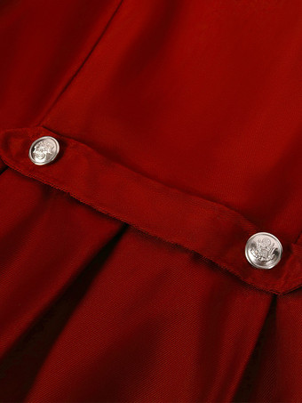 レッド ヴィンテージ トップ レトロ 長袖 ポリエステル ポリエステル ファイバー オーバーコート レトロ コスチューム 男性用 バーガンディ