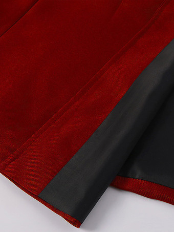 レッド ヴィンテージ トップ レトロ 長袖 ポリエステル ポリエステル ファイバー オーバーコート レトロ コスチューム 男性用 バーガンディ