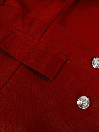 レッド ヴィンテージ トップ レトロ 長袖 ポリエステル ポリエステル ファイバー オーバーコート レトロ コスチューム 男性用 バーガンディ