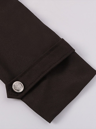 レッド ヴィンテージ トップ レトロ 長袖 ポリエステル ポリエステル ファイバー オーバーコート レトロ コスチューム 男性用 バーガンディ