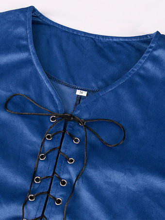 男性用ブルー ヴィンテージトップ レトロ ポリエステル ノースリーブ レトロコスチューム