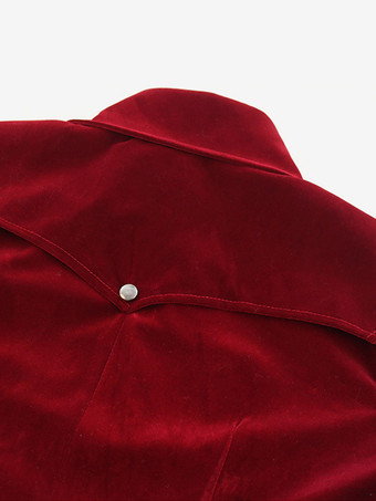 レッド ヴィンテージ レトロ 長袖 ポリエステル ポリエステル繊維 オーバーコート レトロ コスチューム 男性用 バーガンディ