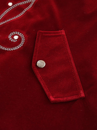 レッド ヴィンテージ レトロ 長袖 ポリエステル ポリエステル繊維 オーバーコート レトロ コスチューム 男性用 バーガンディ