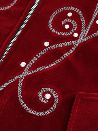 レッド ヴィンテージ レトロ 長袖 ポリエステル ポリエステル繊維 オーバーコート レトロ コスチューム 男性用 バーガンディ