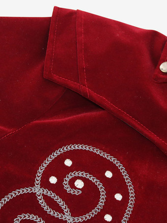 レッド ヴィンテージ レトロ 長袖 ポリエステル ポリエステル繊維 オーバーコート レトロ コスチューム 男性用 バーガンディ