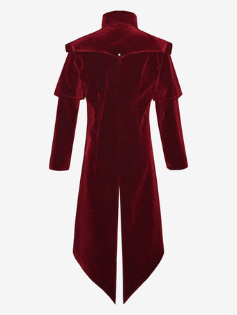 レッド ヴィンテージ レトロ 長袖 ポリエステル ポリエステル繊維 オーバーコート レトロ コスチューム 男性用 バーガンディ