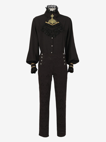 男性用ブラック ヴィンテージ レトロ ポリエステル レトロコスチューム