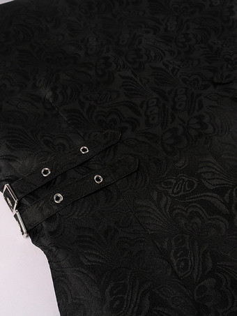 男性用ブラック ヴィンテージトップ レトロ ポリエステル ノースリーブ レトロコスチューム バーガンディ