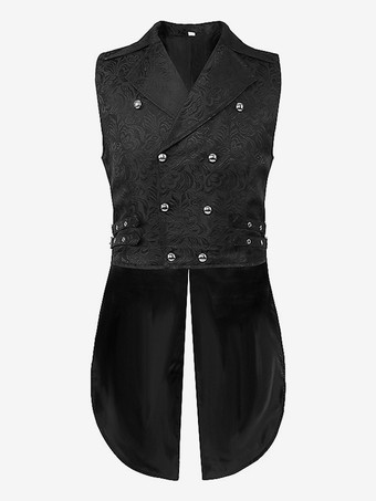 男性用ブラック ヴィンテージトップ レトロ ポリエステル ノースリーブ レトロコスチューム バーガンディ