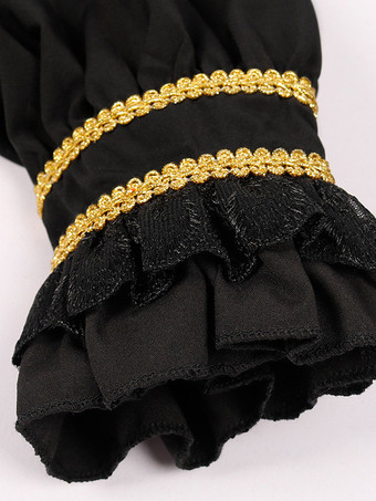 ブラック ヴィンテージ トップ レトロ 長袖 ポリエステル ポリエステル ファイバー トップ レトロ コスチューム 男性用