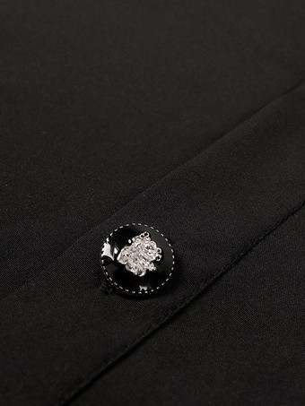 ブラック ヴィンテージ トップ レトロ 長袖 ポリエステル ポリエステル ファイバー トップ レトロ コスチューム 男性用