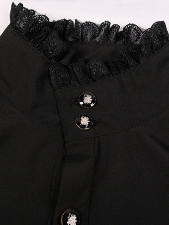 ブラック ヴィンテージ トップ レトロ 長袖 ポリエステル ポリエステル ファイバー トップ レトロ コスチューム 男性用