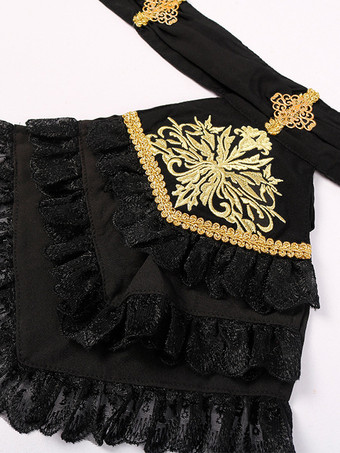 ブラック ヴィンテージ トップ レトロ 長袖 ポリエステル ポリエステル ファイバー トップ レトロ コスチューム 男性用