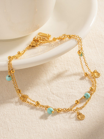 アンクレット シェル シアン ビーズ シック ビーチ ビキニ ドレス アンクレット