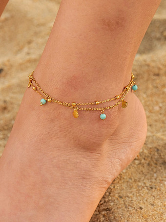 アンクレット シェル シアン ビーズ シック ビーチ ビキニ ドレス アンクレット