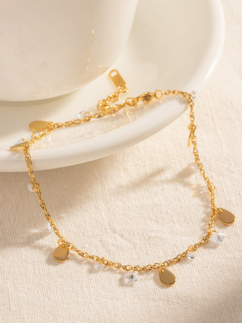 アンクレット ラインストーン メタルディテール シックなビーチビキニ アンクレット