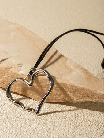 ネックレス カーブハート シンプル シック レディース ペンダント