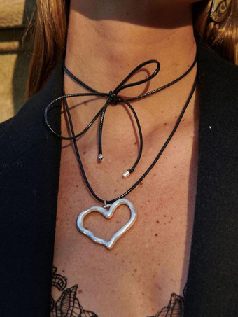 シルバー ネックレス カーブハート シンプル シック レディース ペンダント