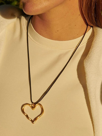 ネックレス カーブハート シンプル シック レディース ペンダント