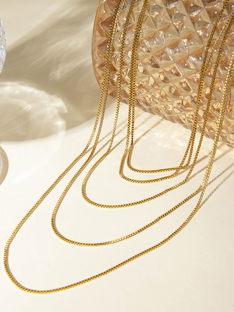 ネックレス レイヤード ボックスチェーン クラシカル シンプル ドレスネックレス