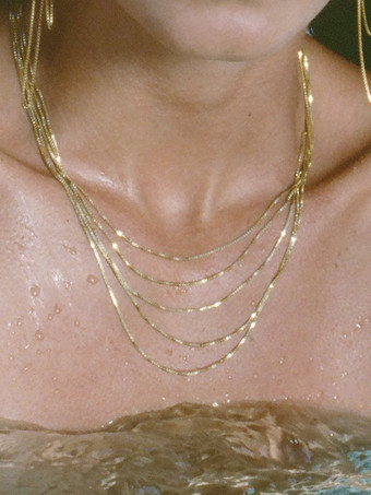 ネックレス レイヤード ボックスチェーン クラシカル シンプル ドレスネックレス