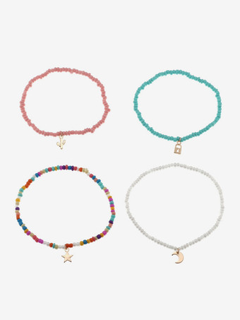 アンクレット マルチカラー ビーズ ムーン スター ロック ボヘミアン アンクル ブレスレット