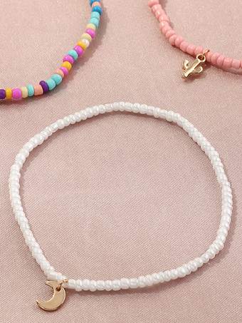 アンクレット マルチカラー ビーズ ムーン スター ロック ボヘミアン アンクル ブレスレット