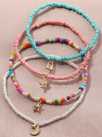 アンクレット マルチカラー ビーズ ムーン スター ロック ボヘミアン アンクル ブレスレット
