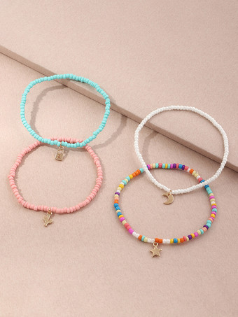 アンクレット マルチカラー ビーズ ムーン スター ロック ボヘミアン アンクル ブレスレット