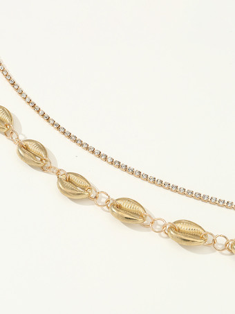 ボディチェーン カウリーシェル ラインストーン クラシック デリケート ウエストチェーン