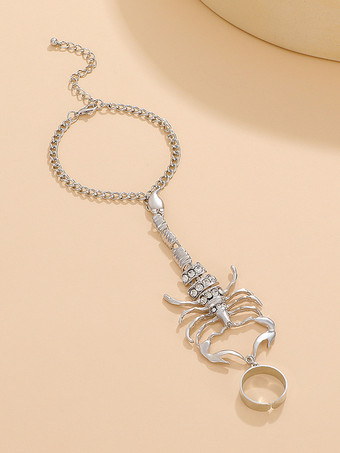 シルバー ブレスレット ムカデ ラインストーン ゴシック ブレスレット ゴールド