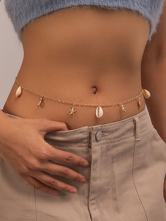 ゴールド ボディチェーン ヒトデ タカラガイ ペンダント エレガントなウエストチェーン