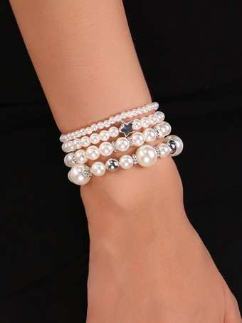 ブレスレット パール 調和のとれた様々なビーズ スター 4個セット