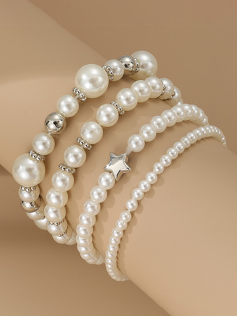 ブレスレット パール 調和のとれた様々なビーズ スター 4個セット
