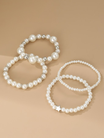 ブレスレット パール 調和のとれた様々なビーズ スター 4個セット