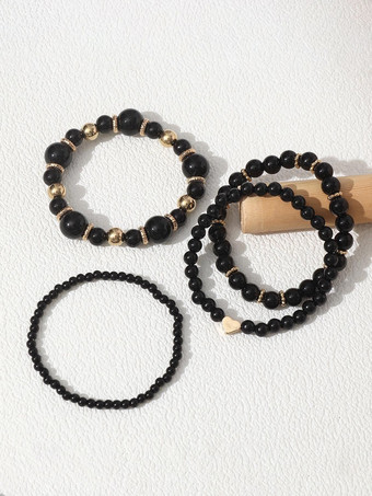 ブラック ブレスレット パール 調和のとれた様々なビーズ スター 4個セット