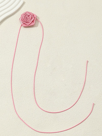 鎖骨ネックレス 3Dフラワー 快適なPUレザーネックレス