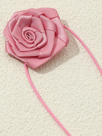 鎖骨ネックレス 3Dフラワー 快適なPUレザーネックレス