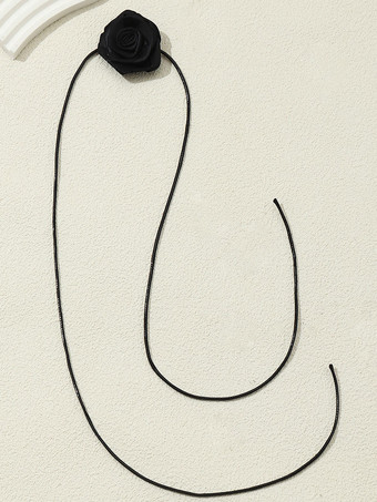 鎖骨ネックレス 3Dフラワー 快適なPUレザーネックレス