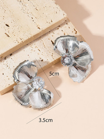 イヤリング 花びらラインストーン ロマンチック トレンドイヤリング