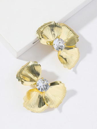 イヤリング 花びらラインストーン ロマンチック トレンドイヤリング