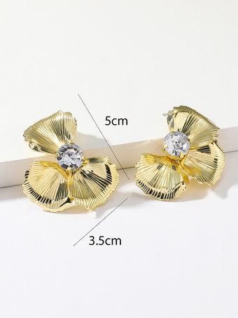 イヤリング 花びらラインストーン ロマンチック トレンドイヤリング