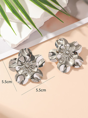 イヤリング 花びらラインストーン ロマンチック トレンドイヤリング